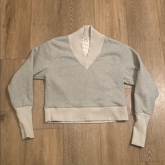 Agolde Los Angeles Klara V Neckline Oversized Grey Sweatshirt Size Large - Picture 8 of 11